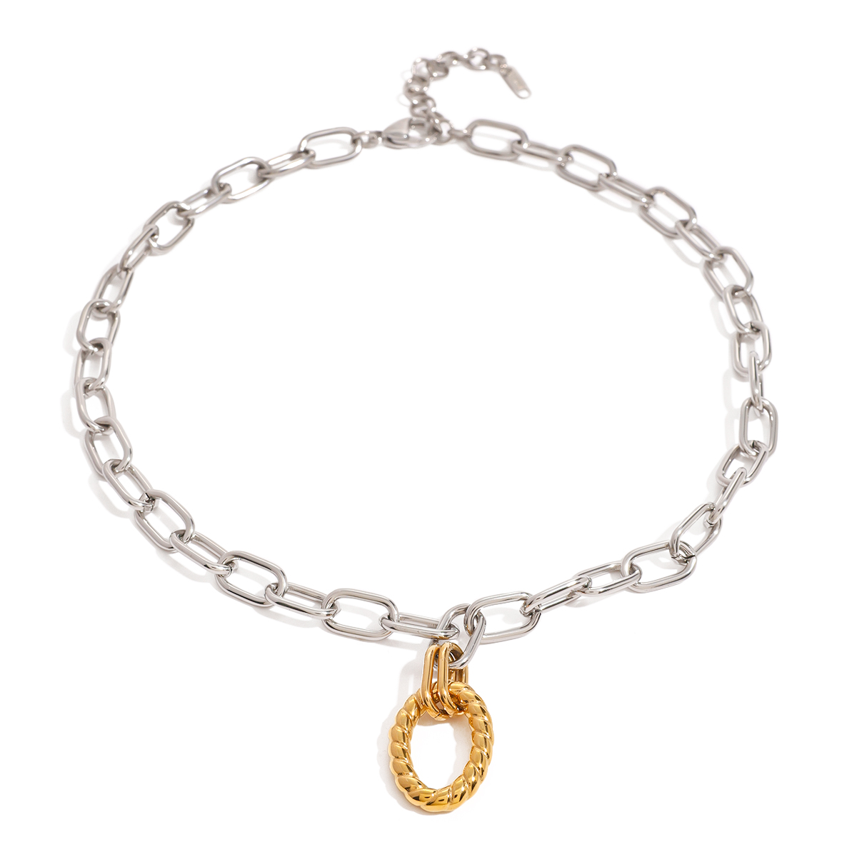 Collana pendente da donna in acciaio inossidabile placcato oro 18K con motivo geometrico classico, serie semplice, 1 pezzo h5 